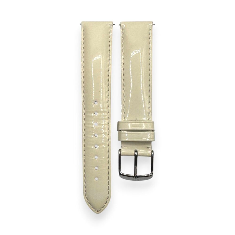 Michele 18mm Glossy Off-White Patent Leather Watch Strap